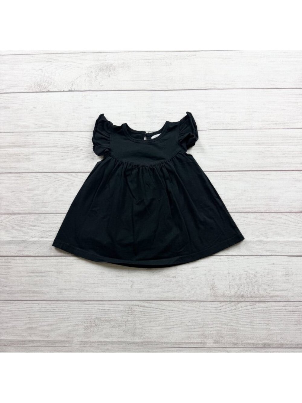 Sew Sassy Baby Girls Black Ruffle Sleeve Dress Lightweight 9-12 Months